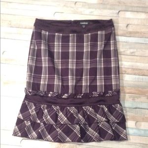 Bebe Dress Pencil Skirt SZ 4 Plaid Purple